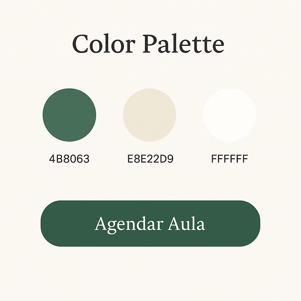 Paleta de cores e botão exemplo